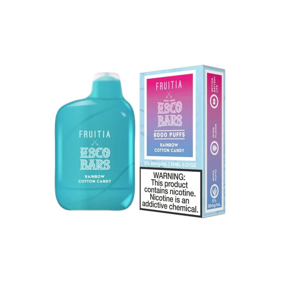 Esco Bars Fruitia X 6000 Rainbow Cotton Candy (Sweet Raspberry) DISCONTINUED