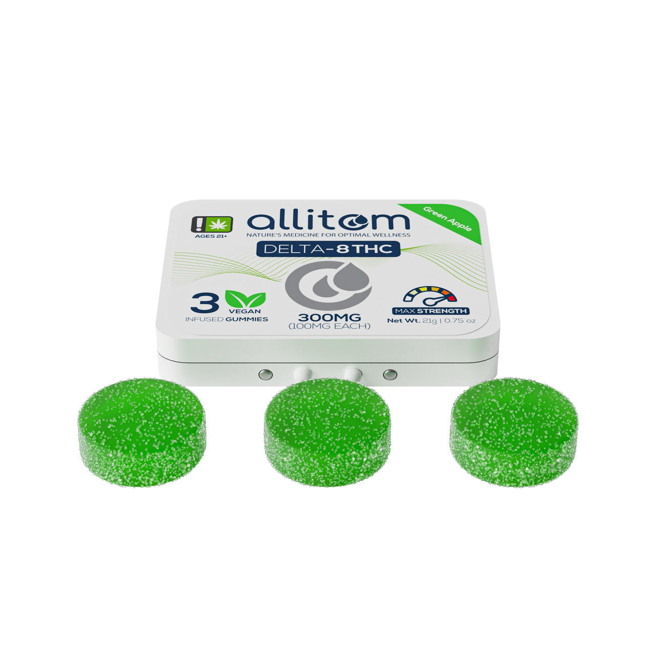 Allitom D8 Gummies 300mg Green Apple