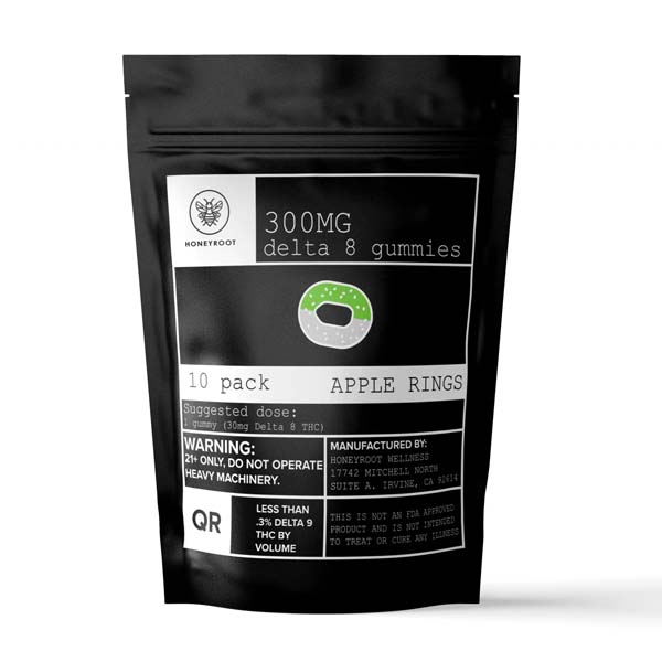 HoneyRoot Gummies D8 300mg Apple Rings DISCONTINUED